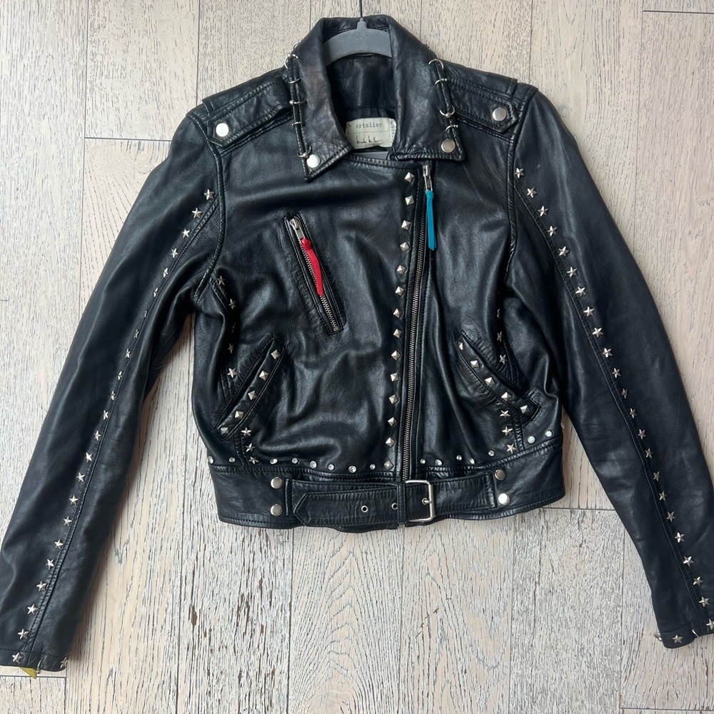 Nicole Miller Black Studded Leather Jacket